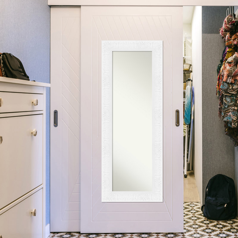 Miroir mural de luxe sans cadre blanc en bois non biseauté, Blanc
