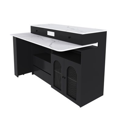 Extendable & Multifunctional Kitchen Island, Mdf & Marble Veneer, Retro Style For Modern Homes