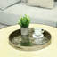 Aleanna 2 piece Decoration Tray for Living Room Decor, Champagne Plastic Mirror Round Serving Tray