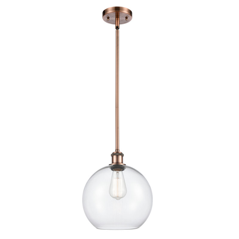 Luminaire suspendu sphère 1 lumière Baran, Ampoule non incluse, Transparent, Cuivre antique