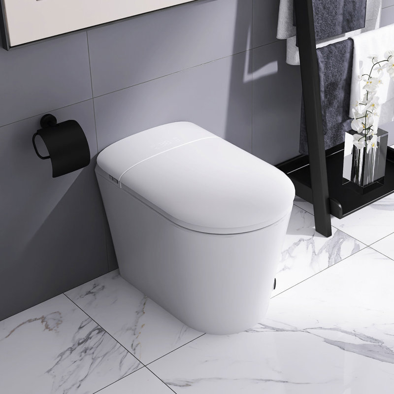 Toilette intelligente en céramique avec siège chauffant, Blanc