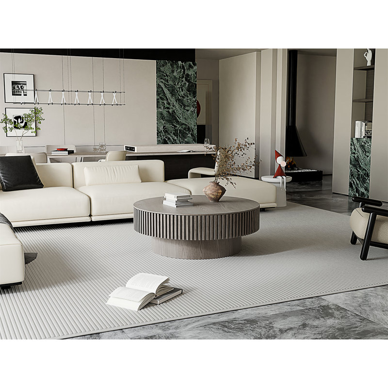 39.37'' Round Coffee Table With Storage Solid Wood Veneered Modern Coffee Table Accent Tea Table For Living Room (Only Including Table)