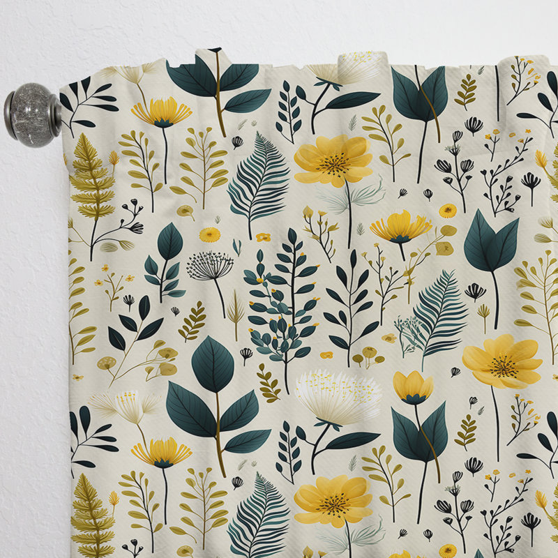 Motif de botanique neutre B - Rideau Boho - Velours obscurcissant - 1 panneau, L 52 po x L 95 po