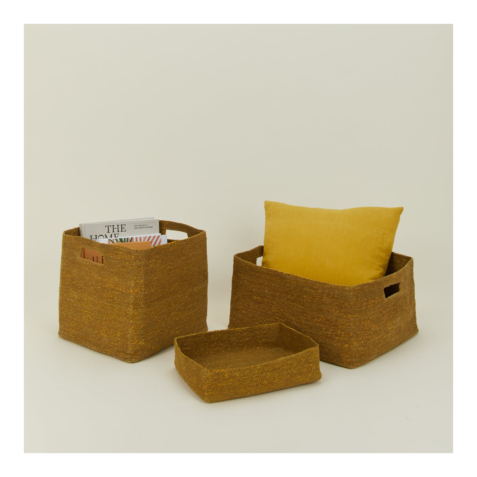 Essential Laundry Basket with Handles, Mustard, 12" H x 13" W x 13" D
