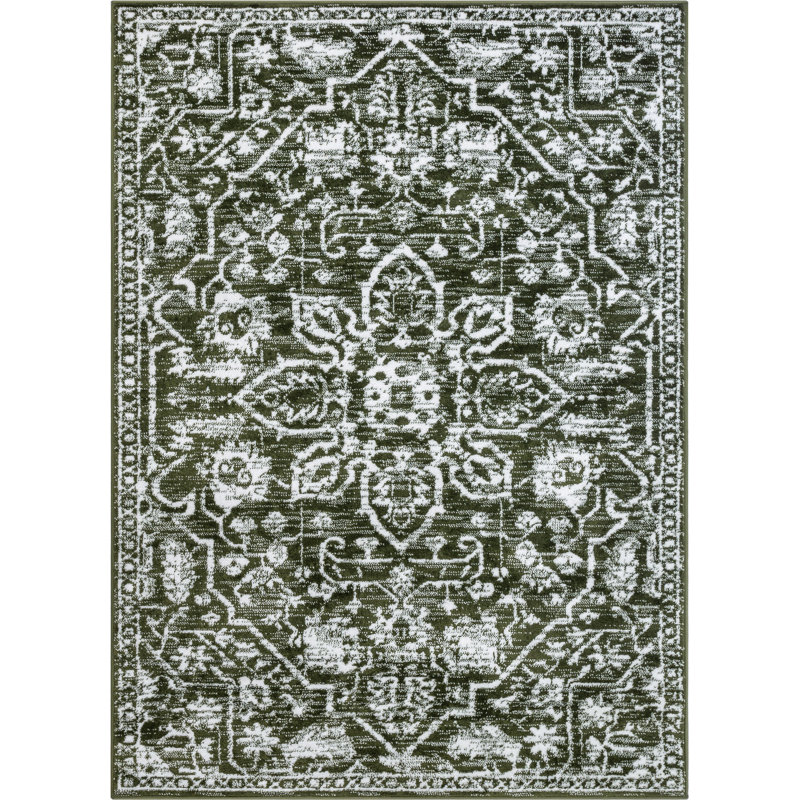 Dazzle Green/White Disa Vintage Medallion Soft Rug, Rectangle 120 x 160cm
