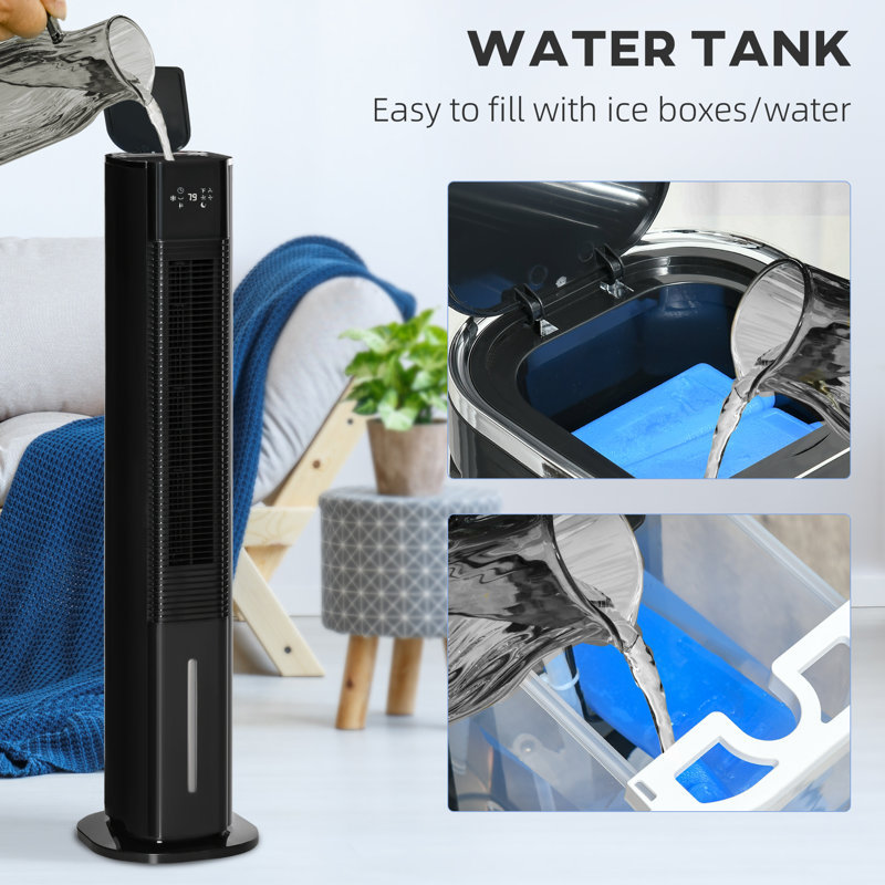 HomCom Indirect Evaporative Cooler with Remote Included, Black