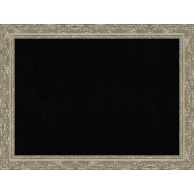 Filigree Silver Framed Corkboard, Black Cork Bulletin Board, Organization Board, Pin Board