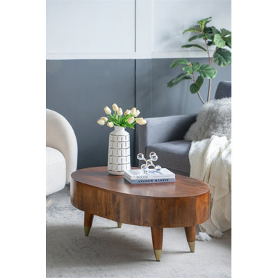 Table basse ovale en bois avec pieds en fer Mango