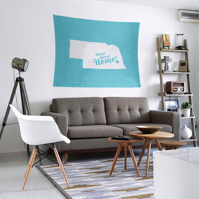Tapisserie Home Sweet Lincoln, H 68 po x l 80 po, Bleu sarcelle