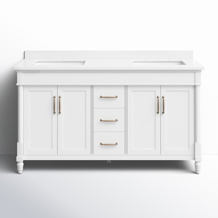 Burdick 60'' Double Bathroom Vanity with Engineered Marble Top