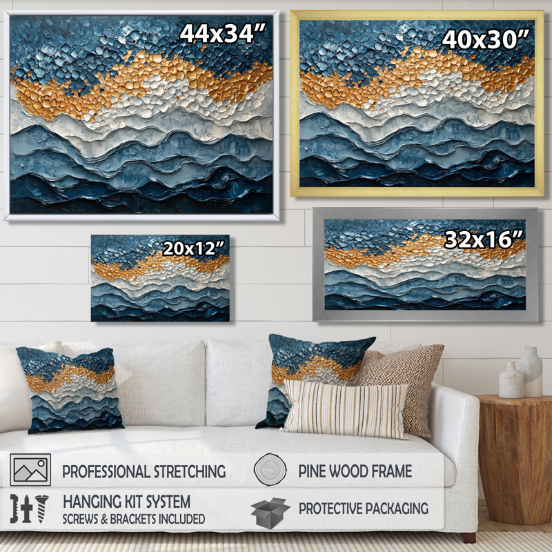 Wirth - Coastal Canvas Art Print, Argent argent, H 34 po x l 44 po, Impression encadrée flottante