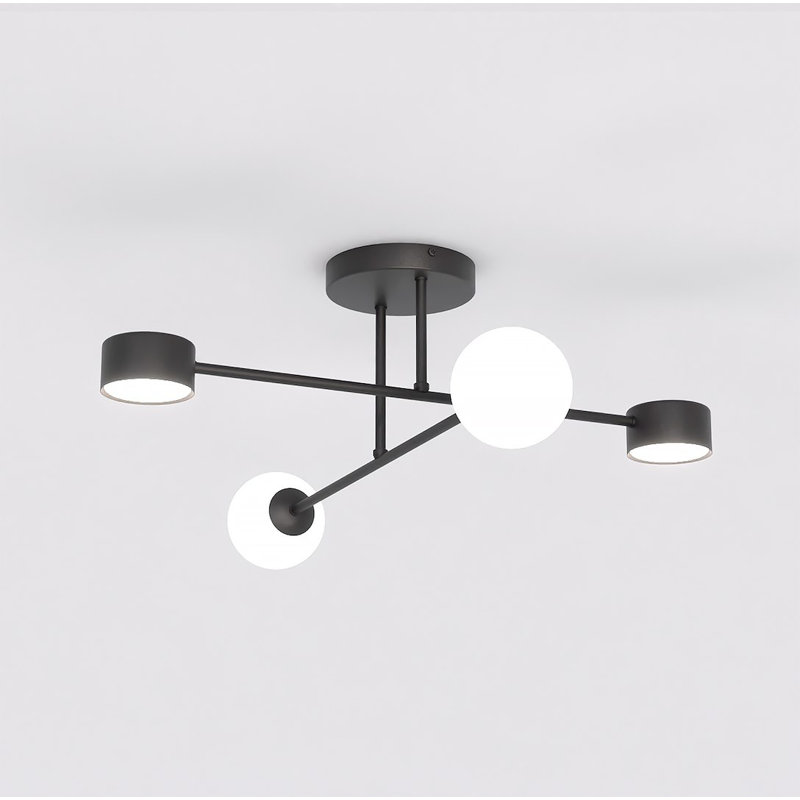 Glass Flush Mount, Black, 4 Lights