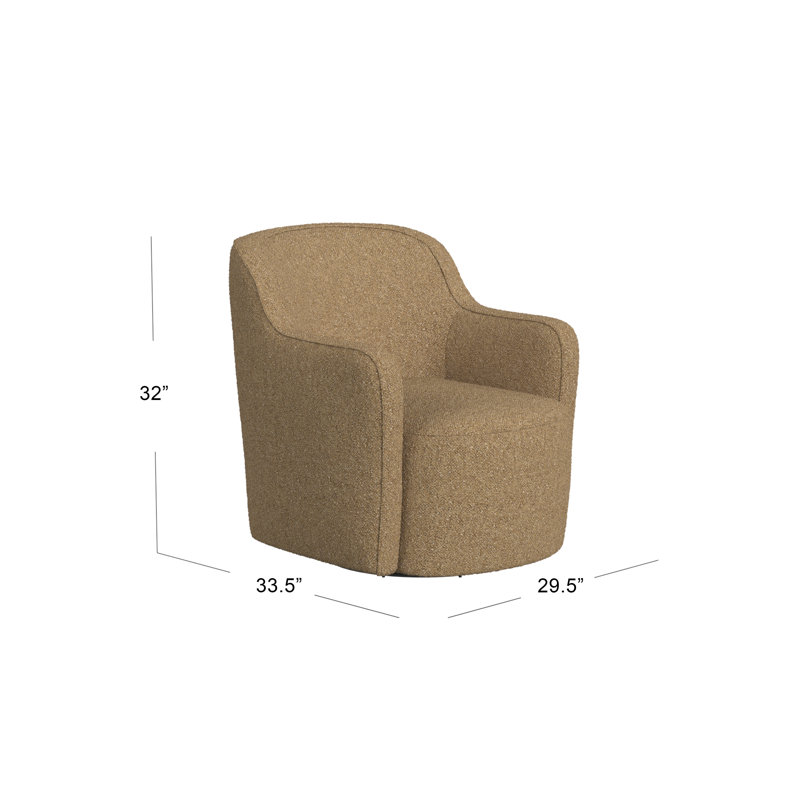Fauteuil pivotant rembourré Brentleigh, Chenille brun clair