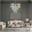 Lustre en cristal de luxe à 3 niveaux de 20 po, luminaire suspendu à cadre doré 7 lumières, éclairage de plafond élégant pour le salon, la salle à manger, la chambre à coucher (sans ampoules)