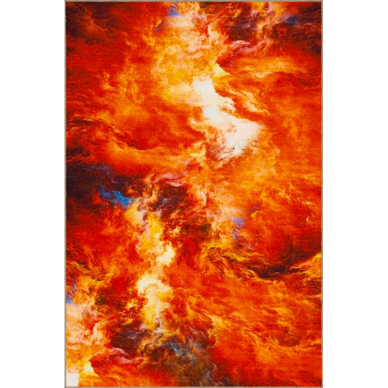 Tapis tissé et base lavable à motif d'enfer, Carré 3 pi 3 po