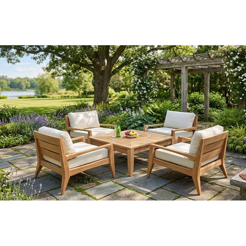 Noida Outdoor 5 - Piece Teak Conversation Set