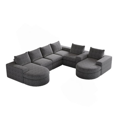 Canapé modulaire courbé avec méridienne Chenille Cloud