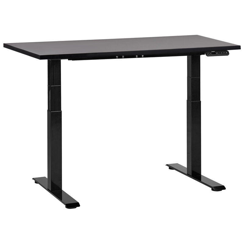 Luff Adjustable Metal Base Standing Desk, 128cm H x 120cm W x 72cm D, Black, Black