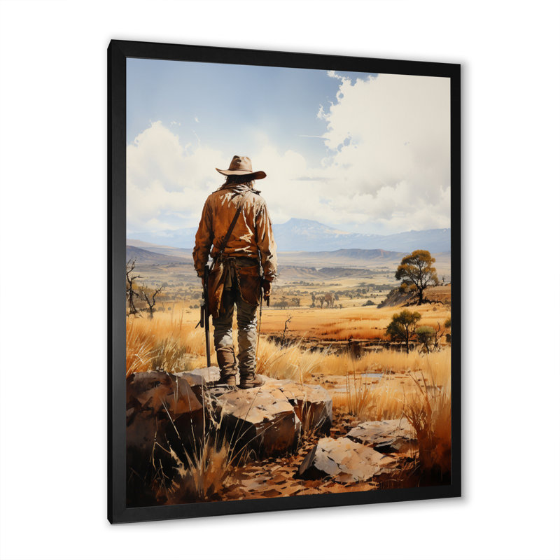 Peirson Cowboy Quiet Contemplation sur toile, Cadre photo noir, H 20 po x l 12 po