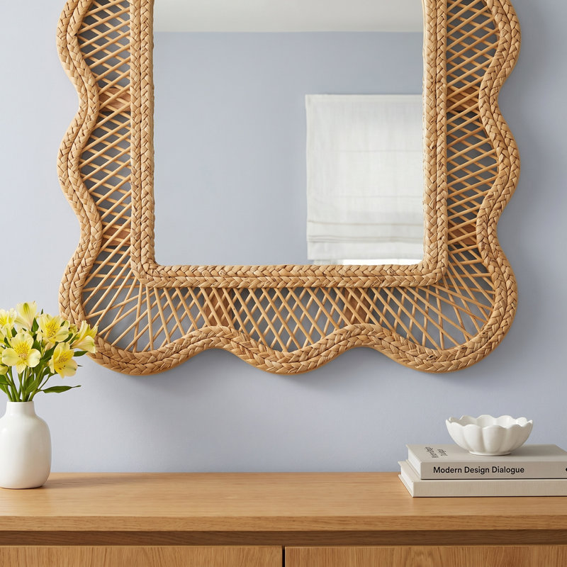 RATTAN SQUIGGLE FRAMED OVAL MIRROR
