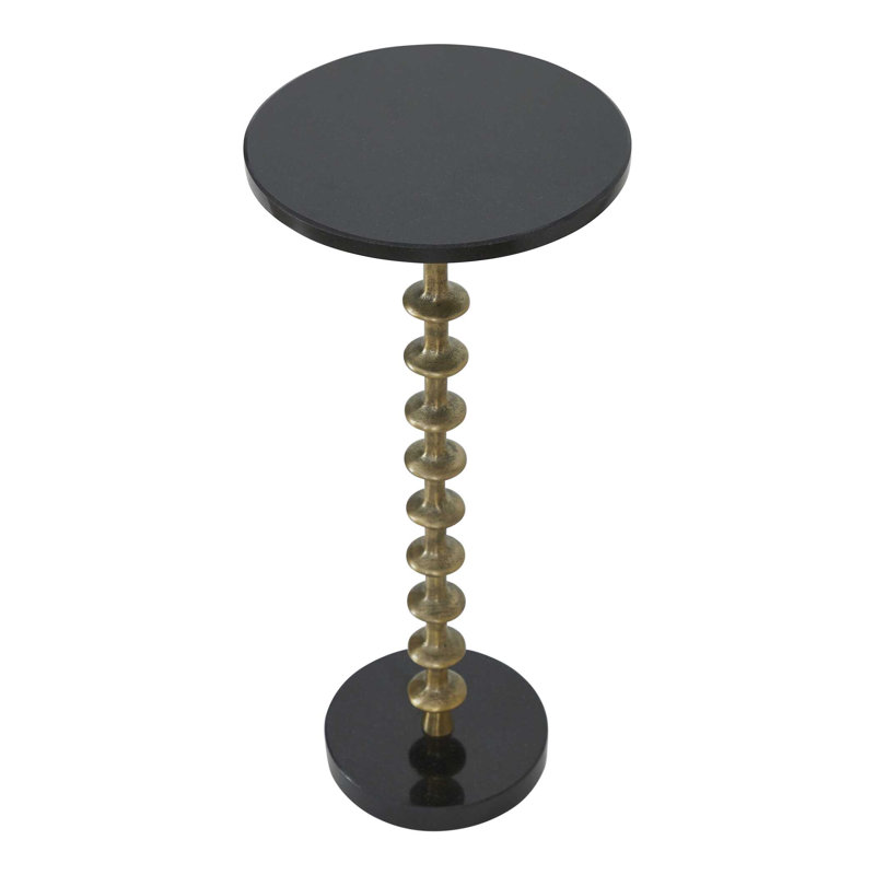 Aluminum End Table with Black Marble Top