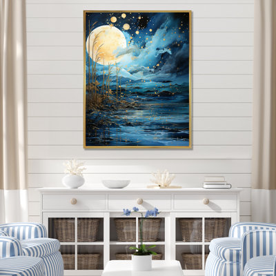«Varda Teal Yellow Ocean Serenade Pastoral VI», reproduction d'art sur toile
