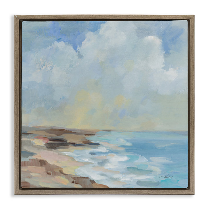 «By The Beach Shore», art mural sur toile flottante par Silvia Vassileva, Cadre flottant orme Montalcino, H 18 po x l 18 po