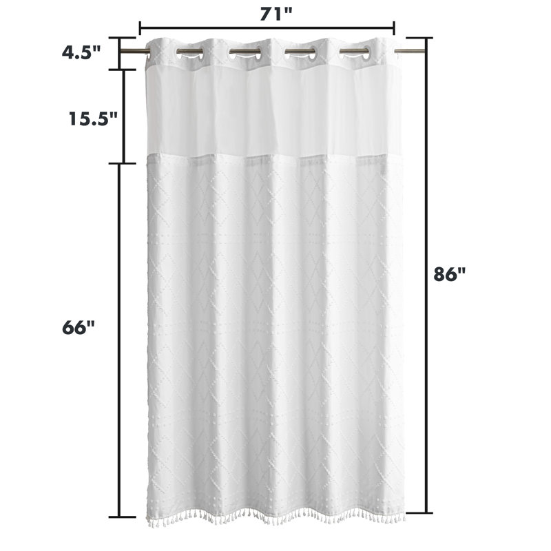 Rideau de douche Shorey, H 86 po x l 71 po, Blanc