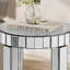 Table ronde en miroir avec incrustation de cristal, petit canapé moderne à 2 couches avec espace de rangement, table décorative argentée convenant au salon, à la chambre à coucher, au café et aux petits espaces