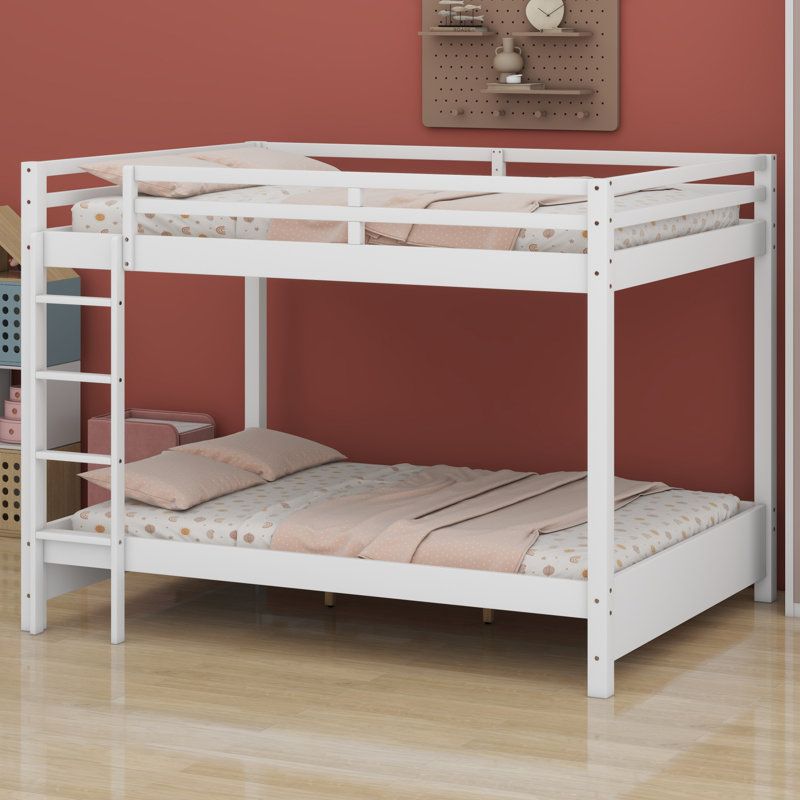 Lit superposé en bois avec échelle, Blanc