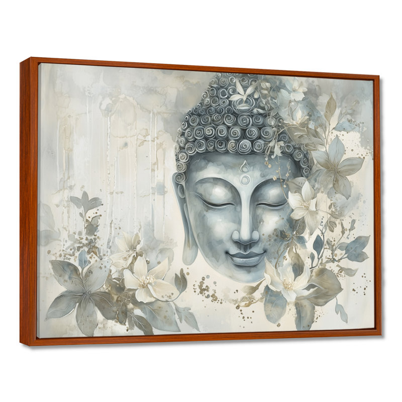 Bouddha gris murmurant le chemin du bouddhisme III - art mural bouddhisme, H 12 po x l 20 po, Brun