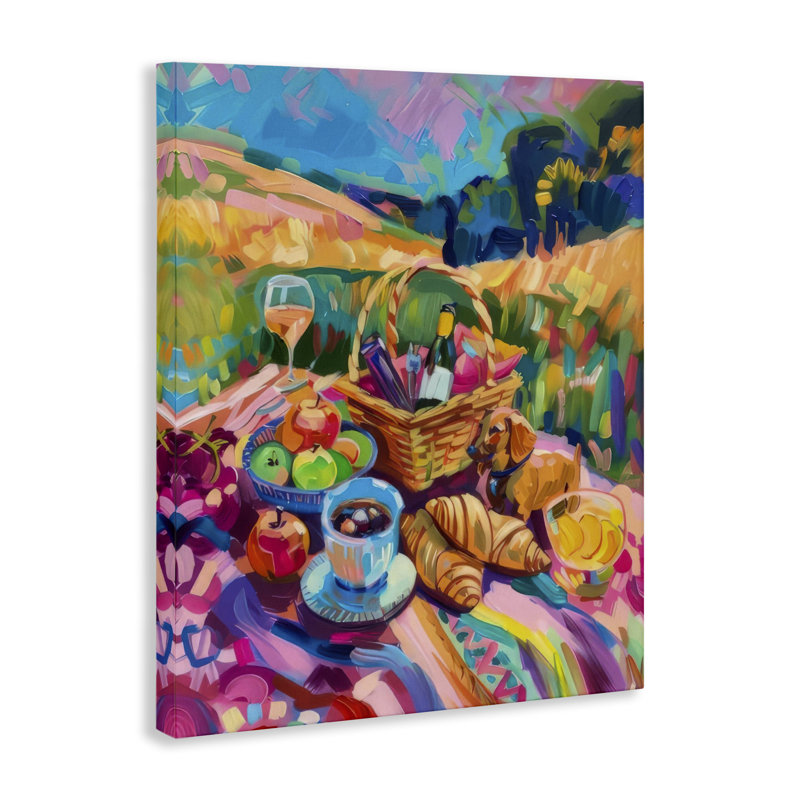  «Bright Impressionist Picnic Canvas Wall Art» par LSR Design Studio, H 20 po x l 16 po