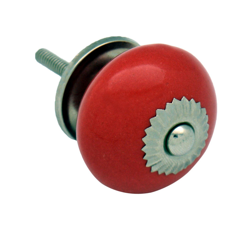 Nicola Spring - Round Ceramic Cabinet Knobs, Red