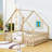 Wood House-Shaped Floor Bed With Guardrails-1670967922-1670967924