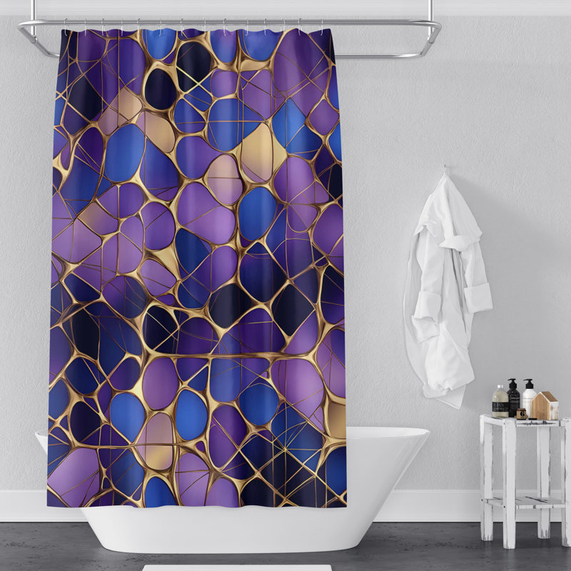 Shower Curtain Blue;Purple;Gold CBSH00035, 72" H x 70" W