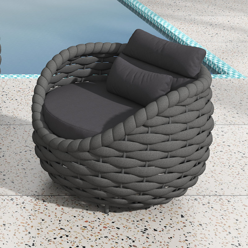 Chaise de patio avec coussins Jio, Gris foncé, Gris foncé