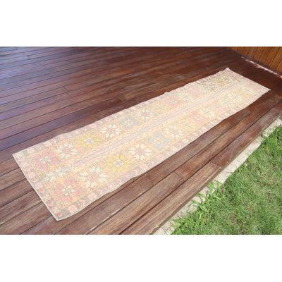 Tapis de couloir turc tissé à la main, parfait pour ajouter une élégance intemporelle aux cuisines d'entrée et aux couloirs