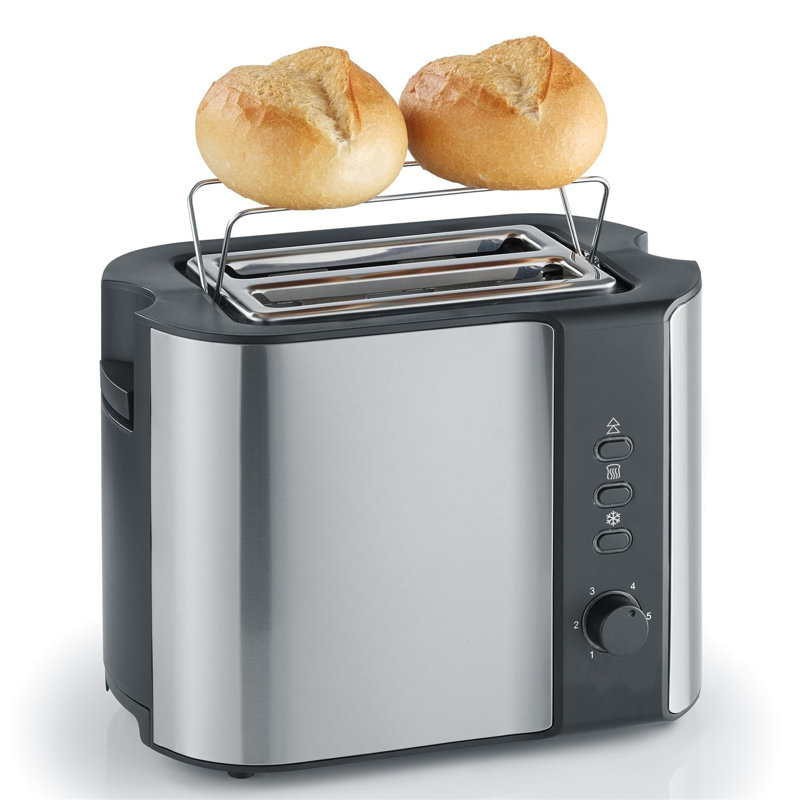 Automatic toaster, including black stainless steel, bread toaster attachment, 2 toasting chambers 800W, toaster