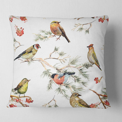 Housse et insert de coussin carré Forest Birds on Branches