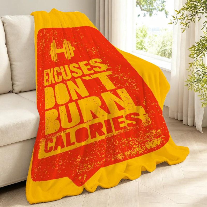 Jeté en flanelle transparente molletonnée ultra douce, imprimé sport et remise en forme à une face, Throw 40" x 50"