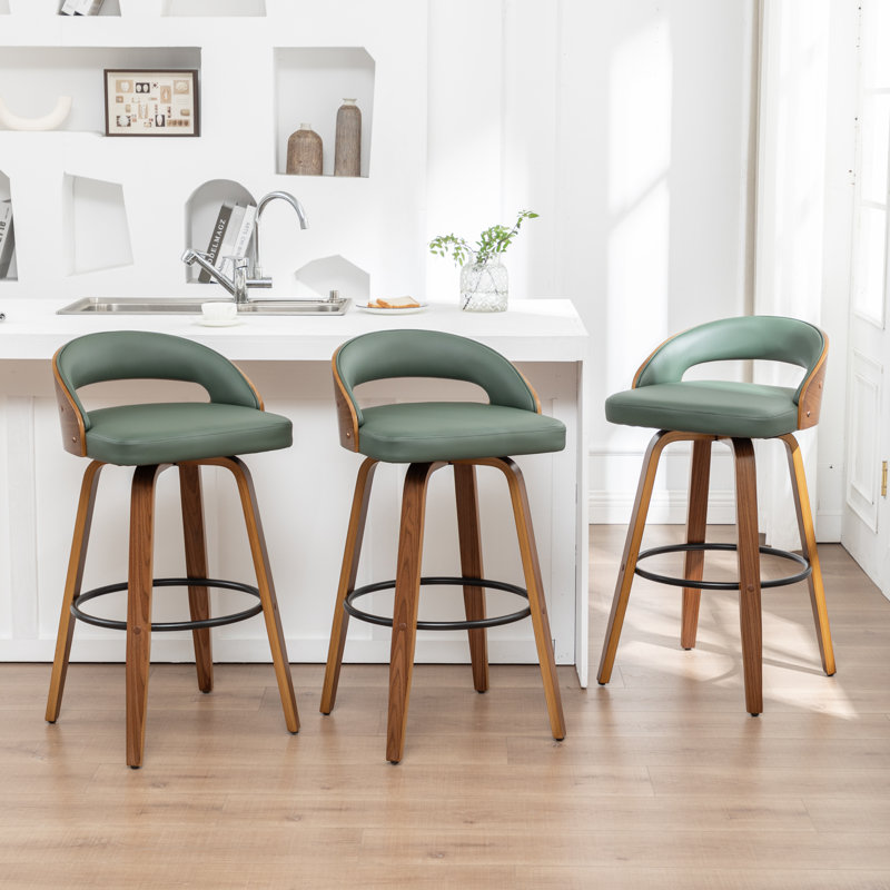 Ensemble de tabourets pivotants 3 pièces Carmavy, Tabouret de bar (siège d'une hauteur de 30 po), Vert
