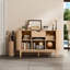 Armoire de cuisine avec portes Tambour coulissantes et tablettes réglables Leathia, buffet avec pieds en bois d'hévéa-298375705