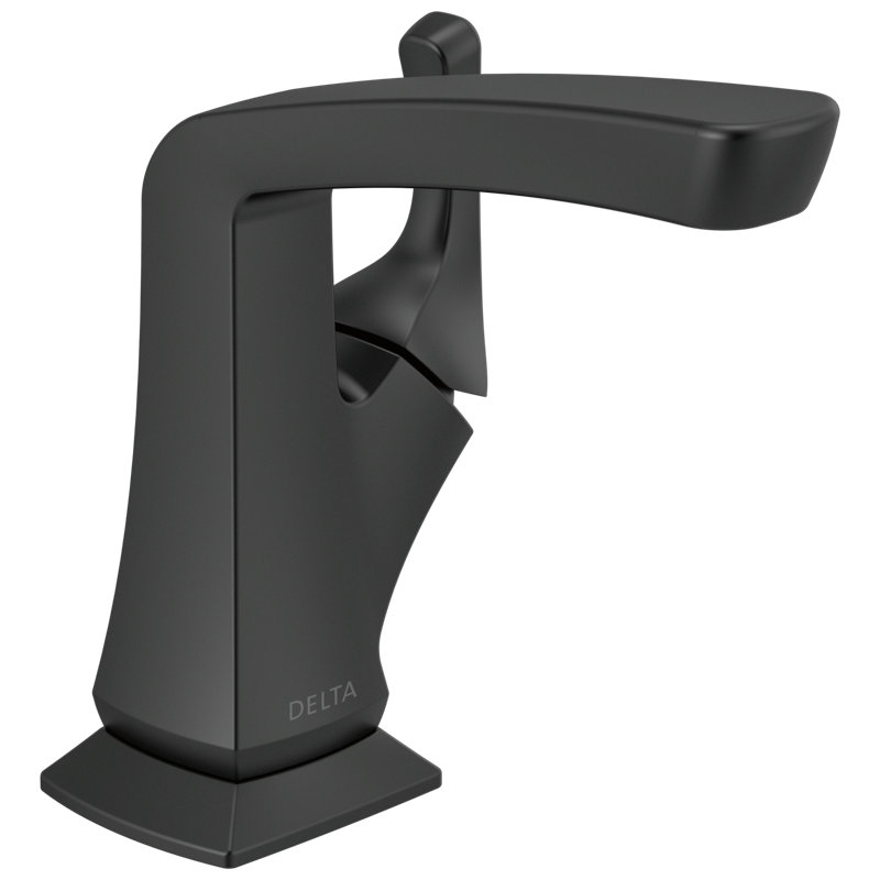 Robinet pour salle de bain à un trou avec drain Vesna, robinet de salle de bain à poignée simple, Noir mat