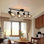 Éclairage sur rail 4 lumières campagnard, luminaires sur rail directionnels noirs, projecteur encastré industriel pour cuisine, salle à manger, chambre à coucher, base E26 (ampoules non incluses)