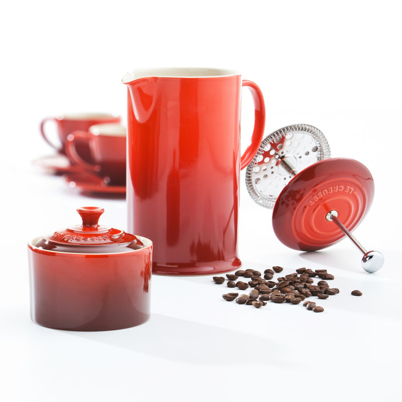 Le Creuset Stoneware Cafetiere with Metal Press, Cerise