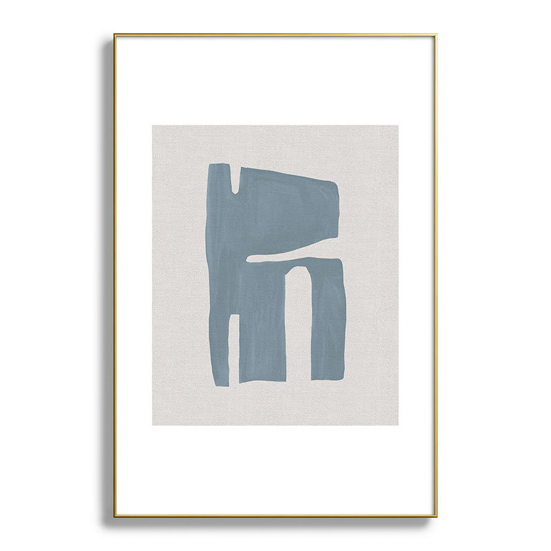 Mid Century Blue II, encadré sur papier, H 36 po x l 24 po, Or