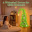 Sapin de Noël pliable et fantaisiste vert citron préilluminé, sapin Norfolk réaliste 2 en 1 à double style avec lumière blanche chaude, aspect classique ou incurvé, sapin de Noël mince pour décoration intérieure (1,20 m)-816011018