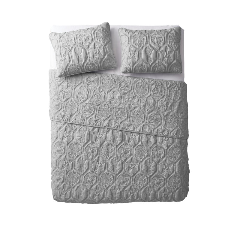 Gray Full Organic Microfiber Reversible Quilt Set