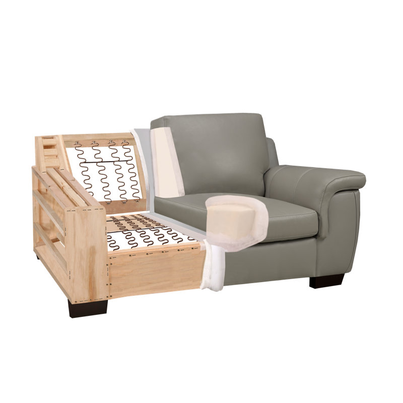 Fauteuil Awa, Cuir gris nuage