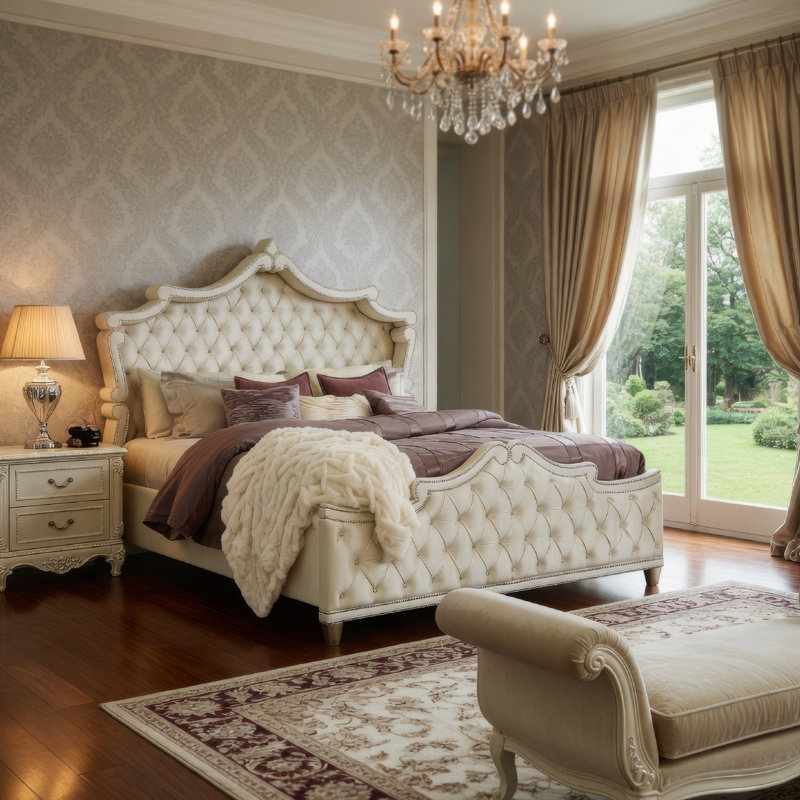 Duxbury Upholstered Wingback Bed, King